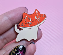 Load image into Gallery viewer, "Meowshroom" 1.5" Enamel Pin by Scribble Creatures