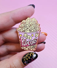 Load image into Gallery viewer, "Pup-corn" 1.5" Enamel Pin by Scribble Creatures