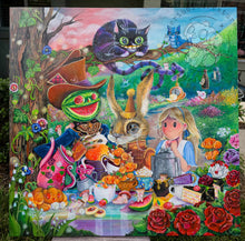 Load image into Gallery viewer, "Par-Tea Time" Original Alice in Wonderland 48" x 48" Canvas Acrylic Painting by Scribble Creatures