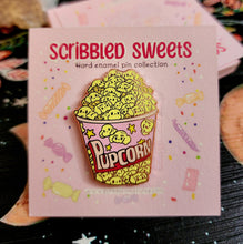 Load image into Gallery viewer, "Pup-corn" 1.5" Enamel Pin by Scribble Creatures