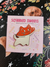 Load image into Gallery viewer, "Meowshroom" 1.5" Enamel Pin by Scribble Creatures