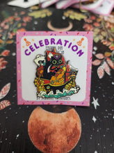 Load image into Gallery viewer, "Pirate Pupkins" Glow-In-The-Dark Celebration Collection Honey and Hambo Enamel Pin by Scribble Creatures