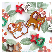 Load image into Gallery viewer, Gingerbread Cookie Honey & Hambo Enamel Pins by Scribble Creatures