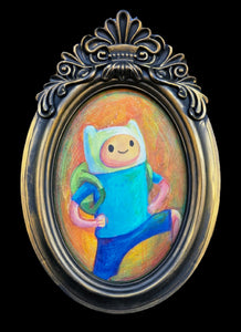 "Finn the Hero" Adventure Time framed original painting by Scribble Creatures