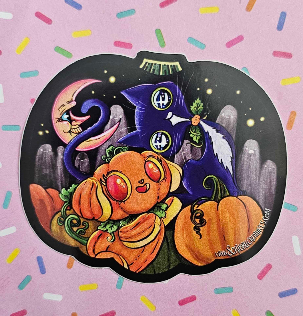 Pumpkin Besties Sticker by Scribble Creatures