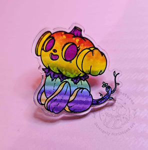 Pumpkin Honey Pride Acrylic Pin by Scribble Creatures