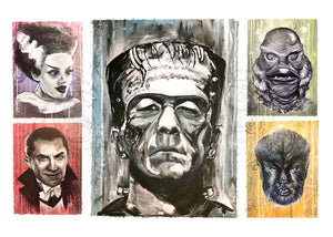 "Monsters" Classic Horror Fine Art Prints by Scribble Creatures