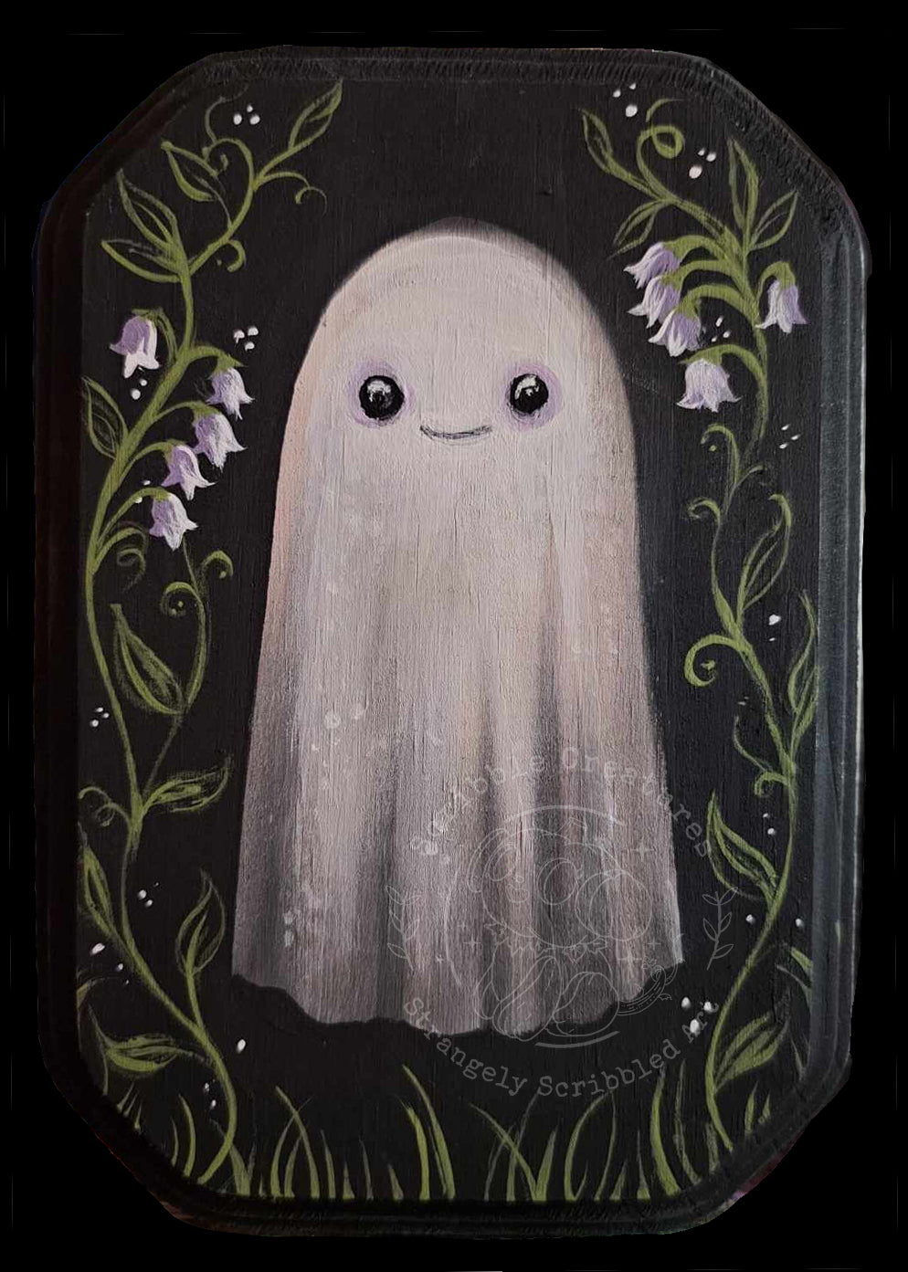 Ghost Portrait Series Original Wooden Painting by Scribble Creatures - Lily of the Valley