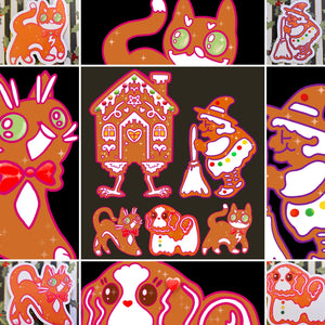 Holiday Sticker PACK~ 5x Gingerbread Stickers!