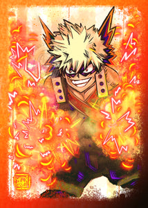 "Bakugo" MHA Original Fan Art Fine Art Print by Scribble Creatures