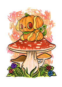 "Pup-kin Mushtop" Original Fine Art Print by Scribble Creatures