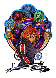 "Shepard Commander" Mass Effect Fine Art Print by Scribble Creatures