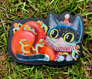 "Yule Cat" Goontz original painting by Scribble Creatures