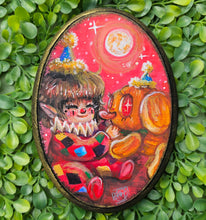 Load image into Gallery viewer, "Clown Girl II" wooden canvas original character painting by Scribble Creatures
