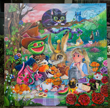 Load image into Gallery viewer, &quot;Par-Tea Time&quot; Original Alice in Wonderland 48&quot; x 48&quot; Canvas Acrylic Painting by Scribble Creatures
