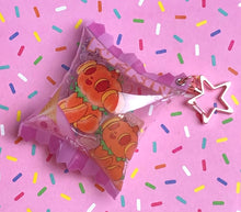 Load image into Gallery viewer, &quot;Pumpkin Gummi Honey&quot; Kawaii Snack Shaker Charm by Scribble Creatures
