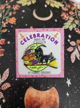 Load image into Gallery viewer, &quot;Broom Ride&quot; Glow-In-The-Dark Celebration Collection Honey and Hambo Enamel Pin by Scribble Creatures
