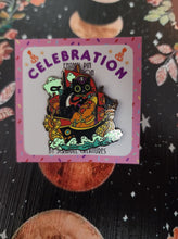 Load image into Gallery viewer, &quot;Pirate Pupkins&quot; Glow-In-The-Dark Celebration Collection Honey and Hambo Enamel Pin by Scribble Creatures
