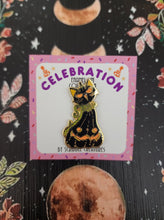Load image into Gallery viewer, &quot;Pumpkin Cat Hambo&quot; Celebration Collection Honey and Hambo Enamel Pin by Scribble Creatures

