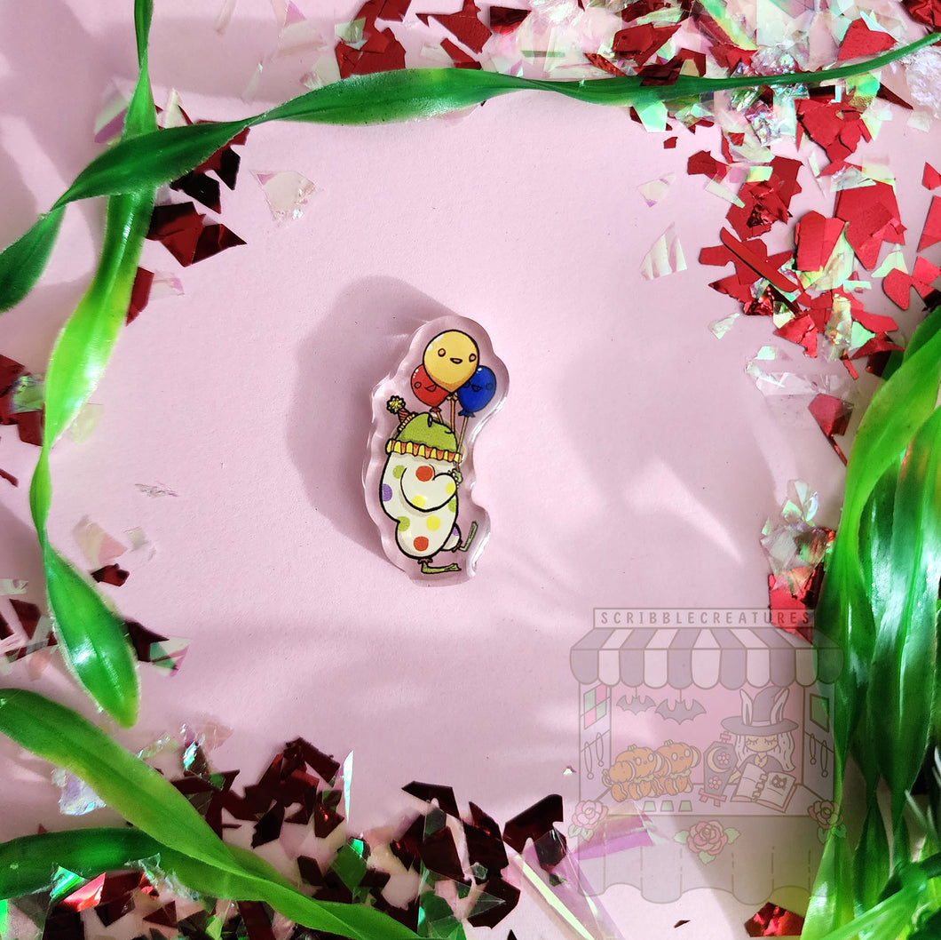 Balloon Frog Acrylic Pin by Scribble Creatures