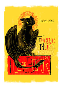 "Fury of the Night" Le Chat Noir Parody Fine Art Print by Scribble Creatures