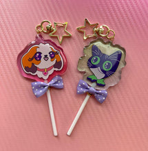 Load image into Gallery viewer, Honey and Hambo Lollipop Acrylic Charms by Scribble Creatures
