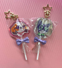 Load image into Gallery viewer, Honey and Hambo Lollipop Acrylic Charms by Scribble Creatures
