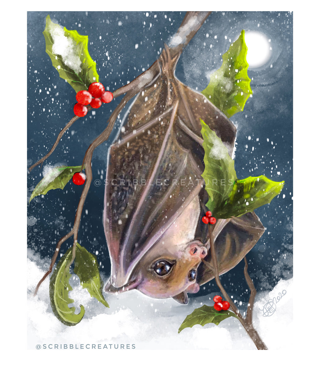 Creepy Christmas - Holly Berry Bat