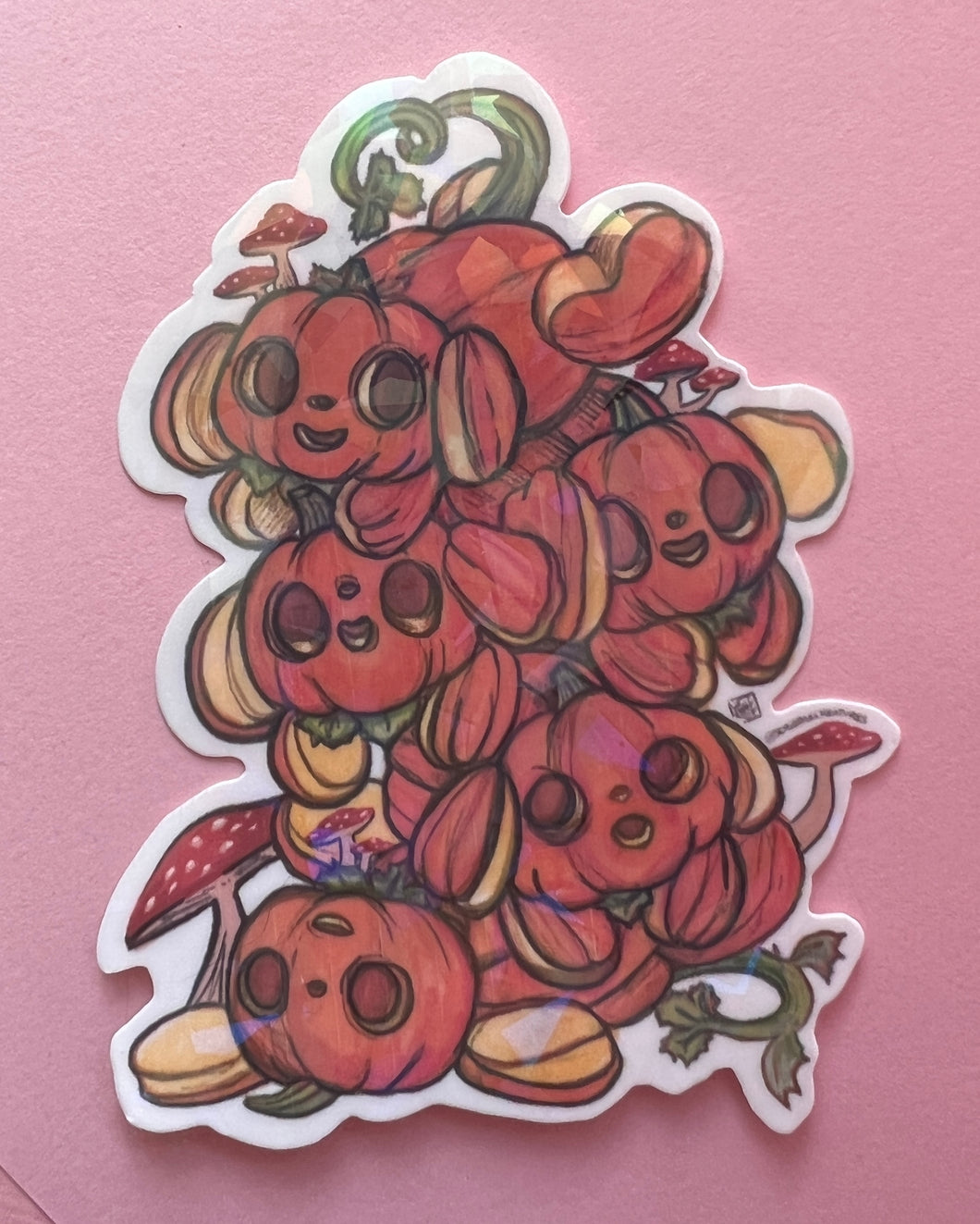 Pumpkin Puppy Pile Sticker by Scribble Creatures